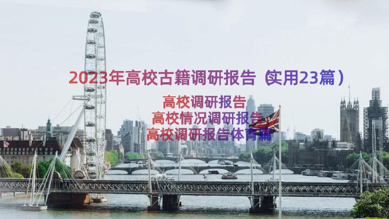 2023年高校古籍调研报告（实用23篇）