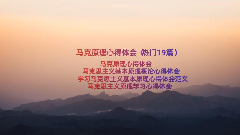 马克原理心得体会（热门19篇）