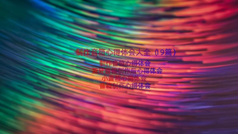 制作音箱心得体会大全（19篇）