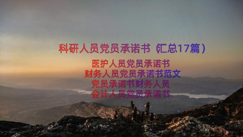 科研人员党员承诺书（汇总17篇）