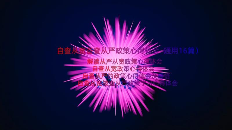 自查从宽备查从严政策心得体会（通用16篇）