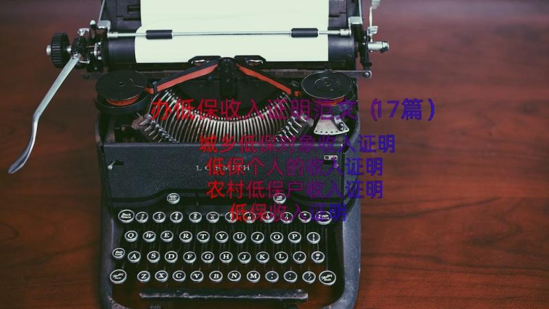 办低保收入证明范文（17篇）