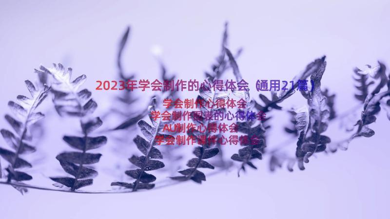 2023年学会制作的心得体会（通用21篇）