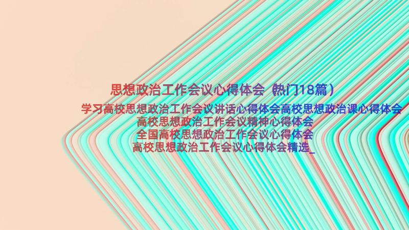 思想政治工作会议心得体会（热门18篇）