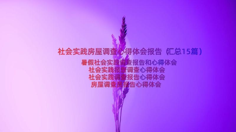 社会实践房屋调查心得体会报告（汇总15篇）