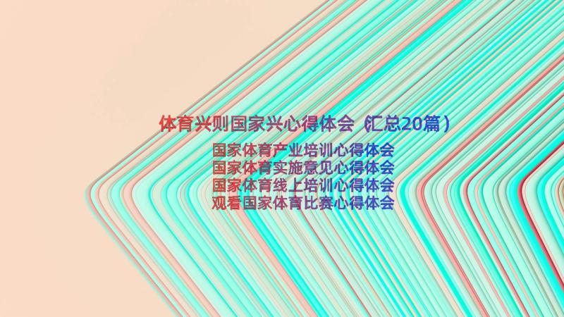 体育兴则国家兴心得体会（汇总20篇）