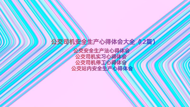 公交司机安全生产心得体会大全（12篇）