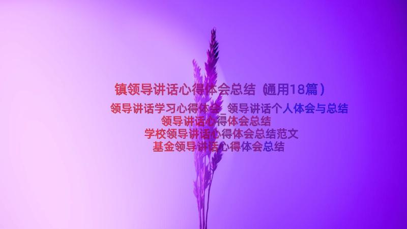 镇领导讲话心得体会总结（通用18篇）