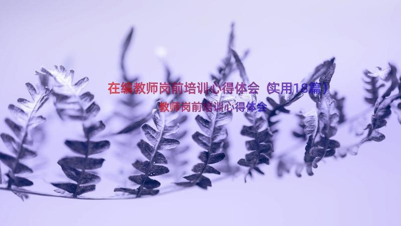 在编教师岗前培训心得体会（实用18篇）