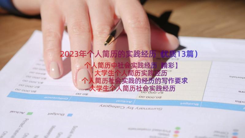 2023年个人简历的实践经历（优质13篇）