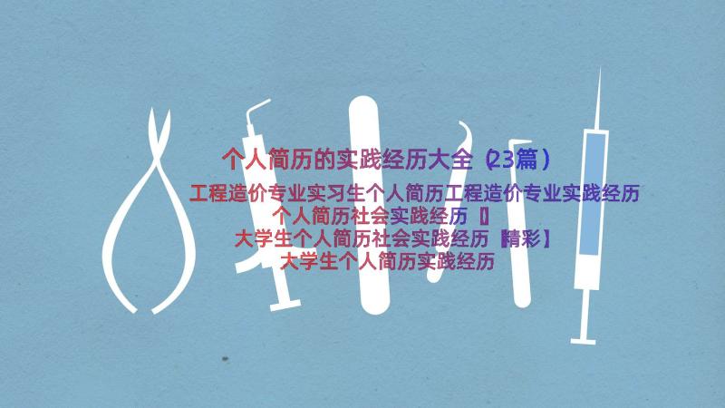 个人简历的实践经历大全（23篇）