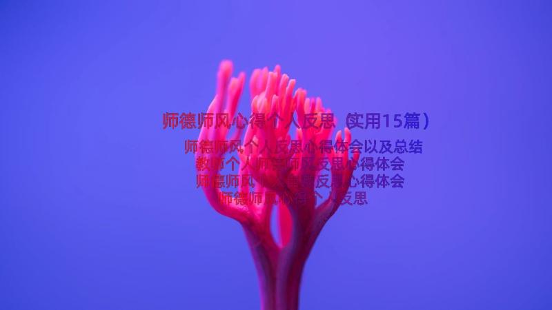 师德师风心得个人反思（实用15篇）