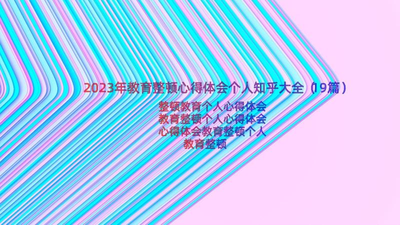 2023年教育整顿心得体会个人知乎大全（19篇）