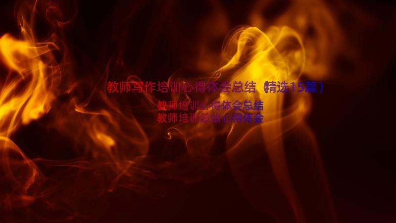 教师写作培训心得体会总结（精选15篇）