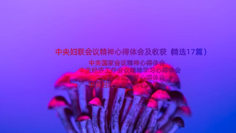 中央妇联会议精神心得体会及收获（精选17篇）