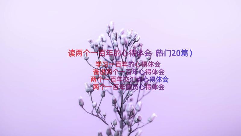 读两个一百年的心得体会（热门20篇）