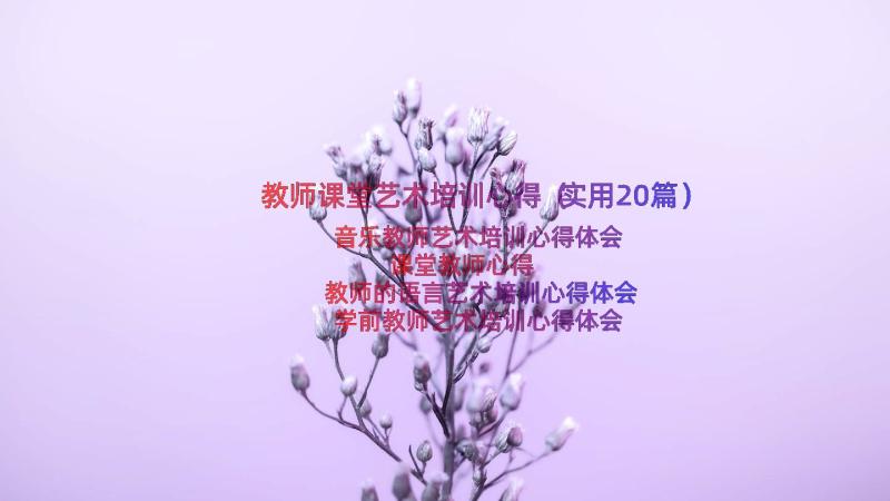 教师课堂艺术培训心得（实用20篇）