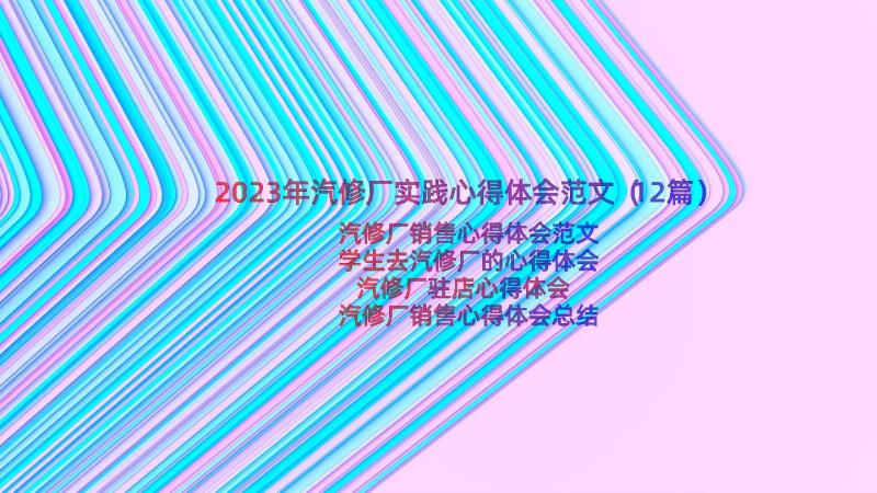 2023年汽修厂实践心得体会范文（12篇）