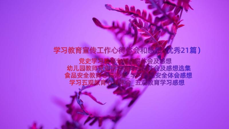 学习教育宣传工作心得体会和感想（优秀21篇）