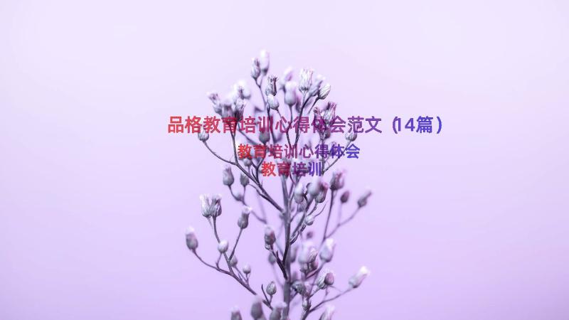 品格教育培训心得体会范文（14篇）