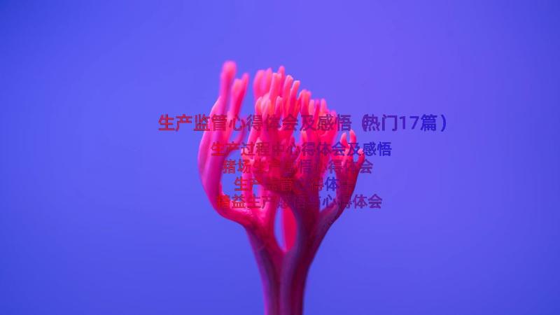 生产监管心得体会及感悟（热门17篇）