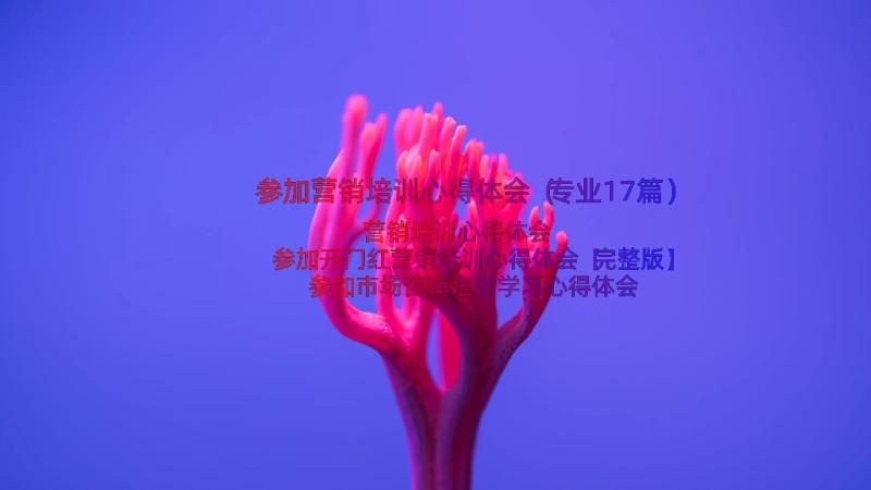 参加营销培训心得体会（专业17篇）