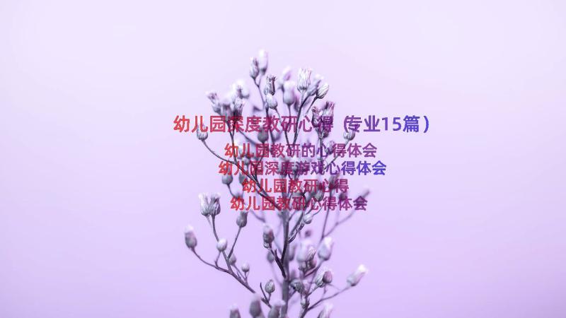 幼儿园深度教研心得（专业15篇）