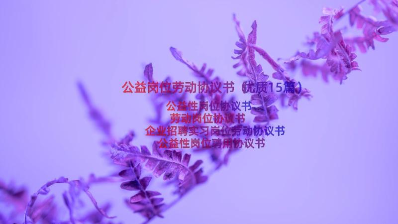 公益岗位劳动协议书（优质15篇）