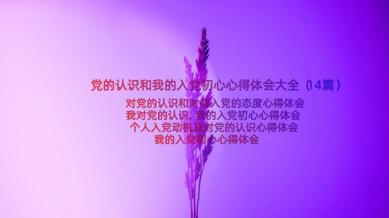 党的认识和我的入党初心心得体会大全（14篇）