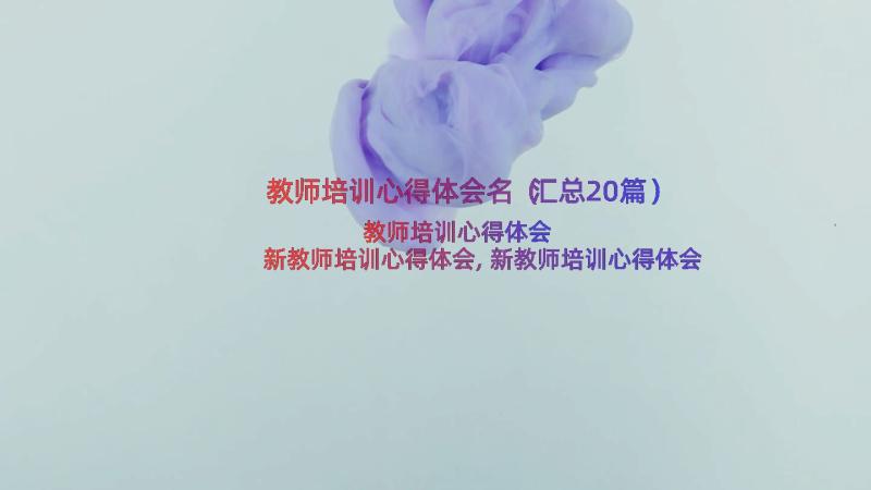 教师培训心得体会名（汇总20篇）