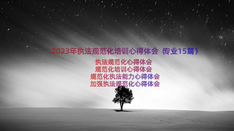 2023年执法规范化培训心得体会（专业15篇）