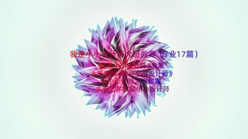 我是小小设计师大班教案（专业17篇）