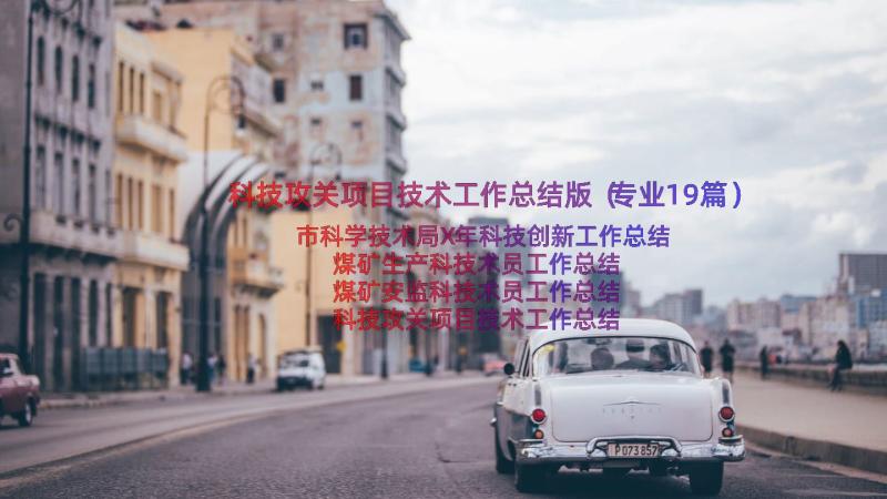 科技攻关项目技术工作总结版（专业19篇）