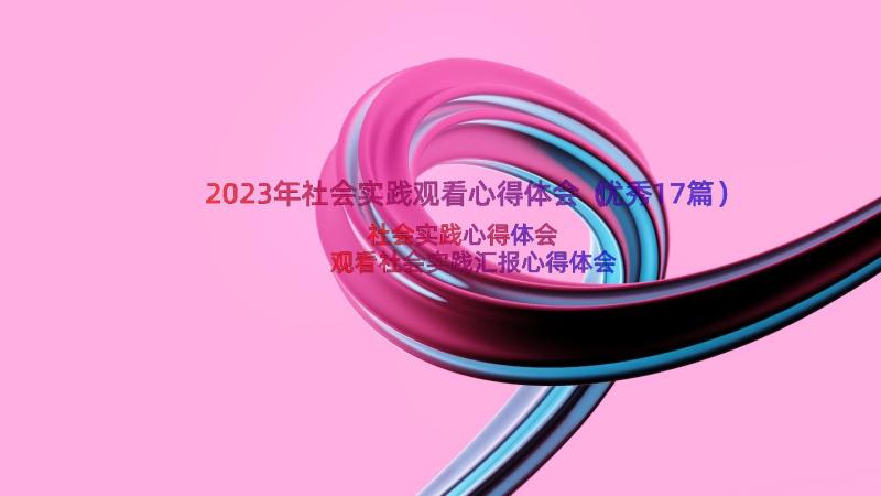 2023年社会实践观看心得体会（优秀17篇）