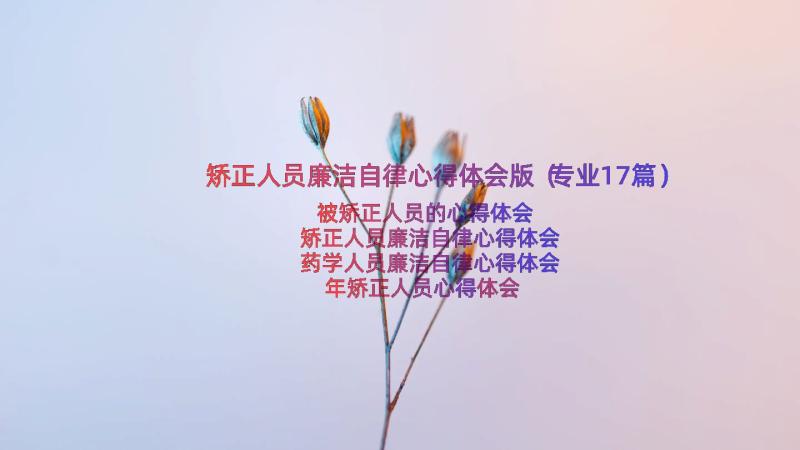 矫正人员廉洁自律心得体会版（专业17篇）