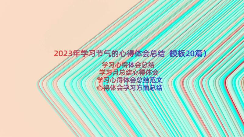 2023年学习节气的心得体会总结（模板20篇）