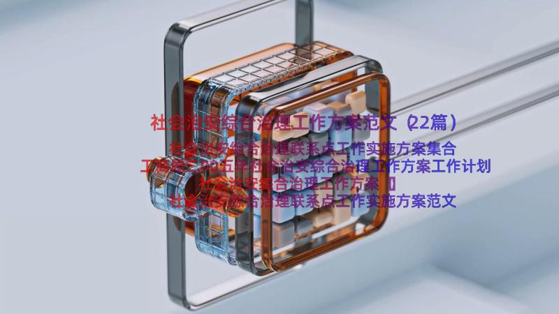 社会治安综合治理工作方案范文（22篇）