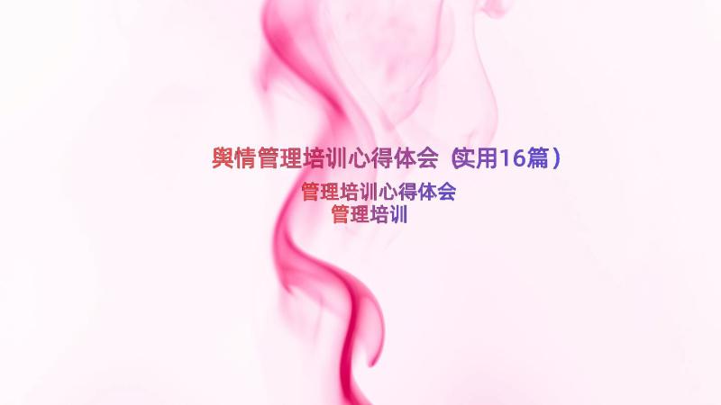 舆情管理培训心得体会（实用16篇）