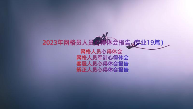 2023年网格员人员心得体会报告（专业19篇）