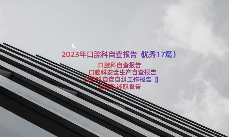 2023年口腔科自查报告（优秀17篇）