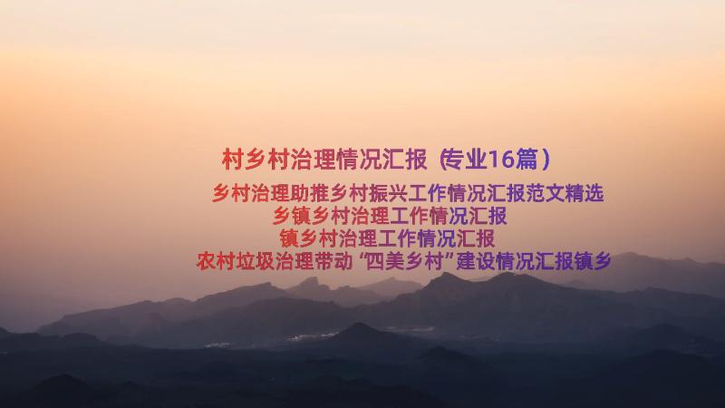 村乡村治理情况汇报（专业16篇）