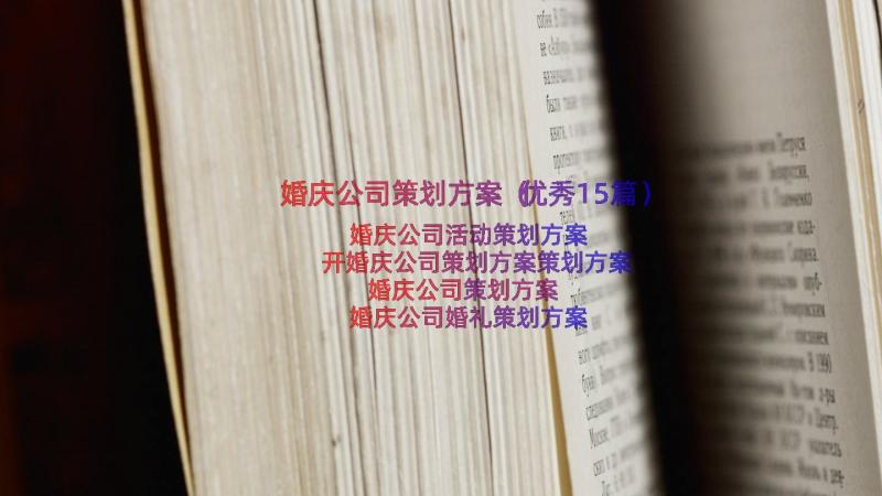 婚庆公司策划方案（优秀15篇）