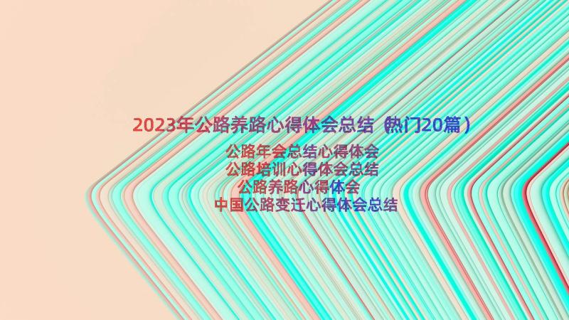 2023年公路养路心得体会总结（热门20篇）