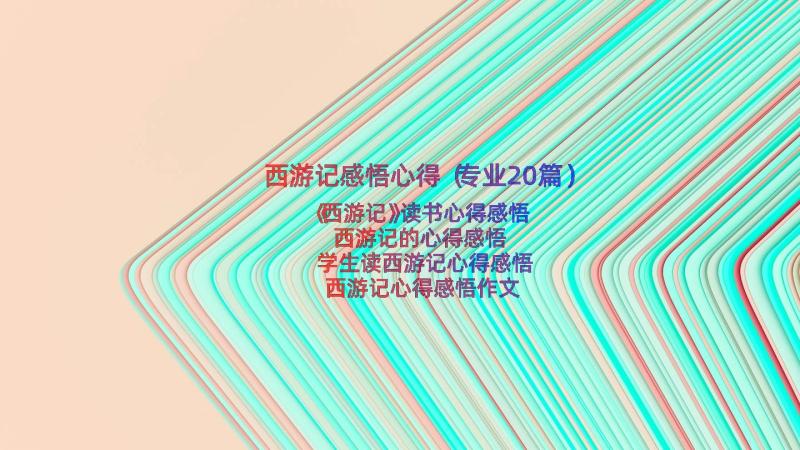 西游记感悟心得（专业20篇）