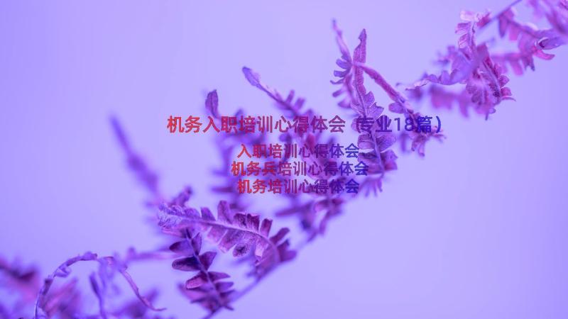 机务入职培训心得体会（专业18篇）