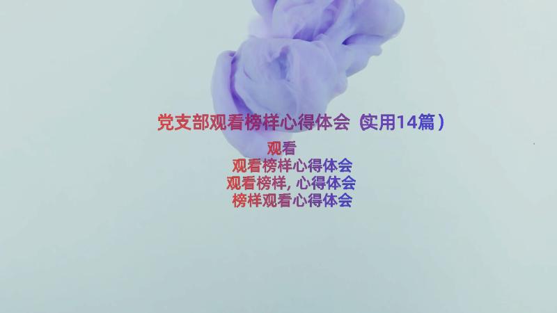 党支部观看榜样心得体会（实用14篇）