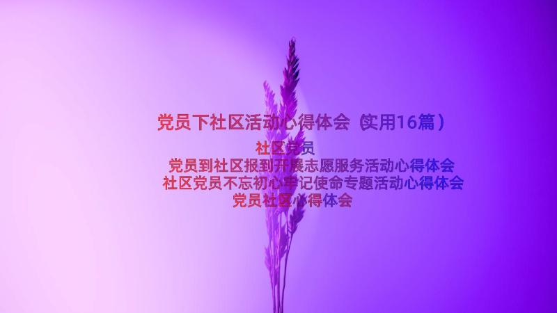 党员下社区活动心得体会（实用16篇）