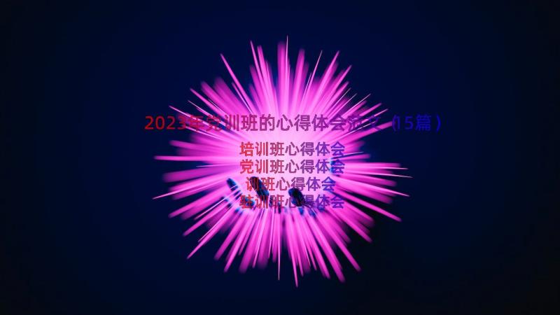 2023年党训班的心得体会范文（15篇）