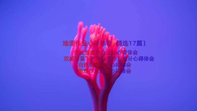 地理作业心得体会（精选17篇）