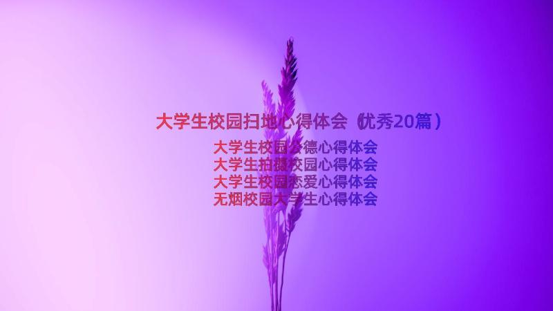 大学生校园扫地心得体会（优秀20篇）